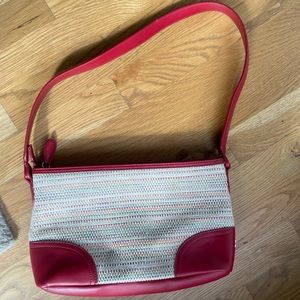 Etienne Aigner Multicolored Tweed and Red Leather